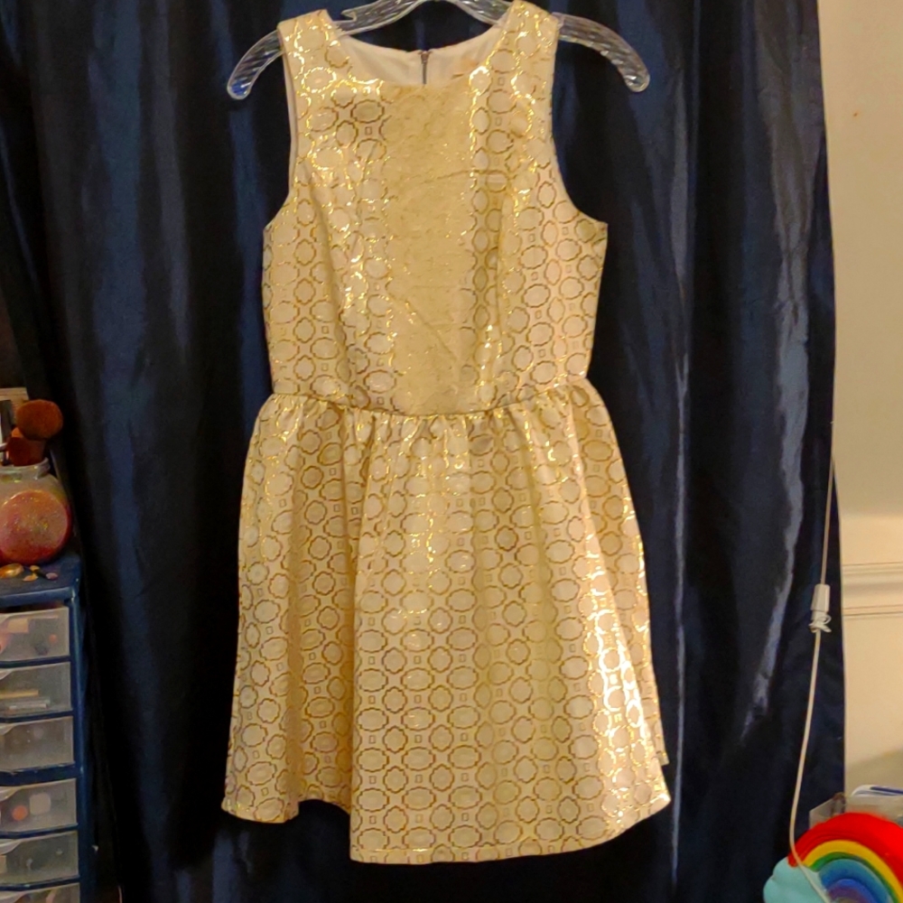 REWIND cream/gold mini dress (m)